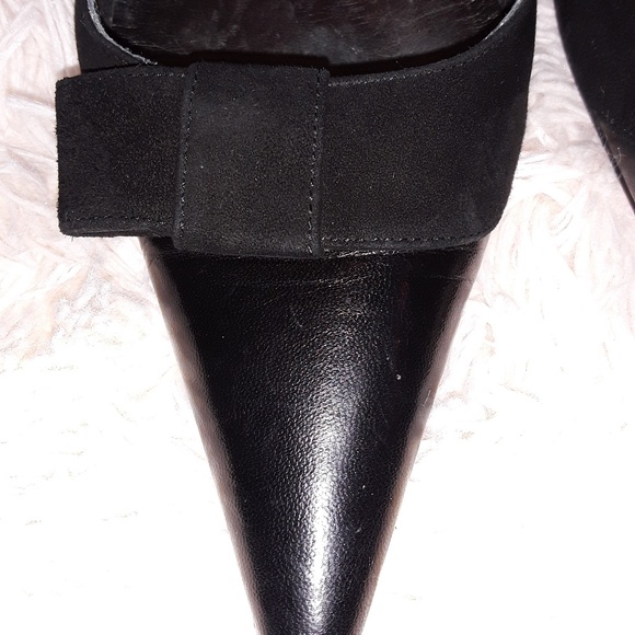 Christian Lacroix Black Leather Heel Slingbacks - Picture 2 of 5